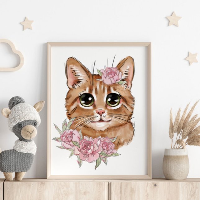 Baby Cat Rose Animal Poster | Wall Print (Von Creator hochgeladen)