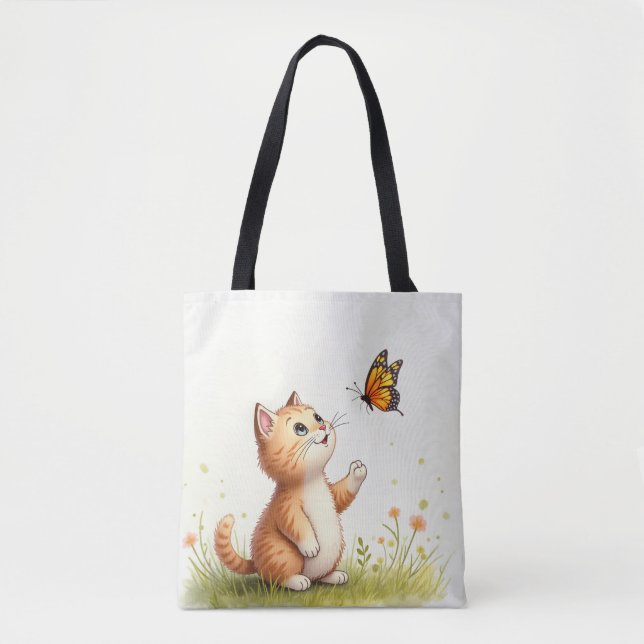 Baby Cat und Butterfly Tote Bag (Vorderseite)