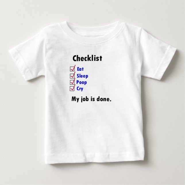 Baby Checkliste T-shirt (Vorderseite)