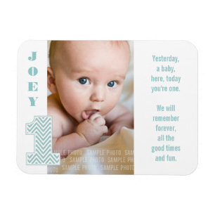 Baby Chevron 1st Birthday Foto Memory Magnet