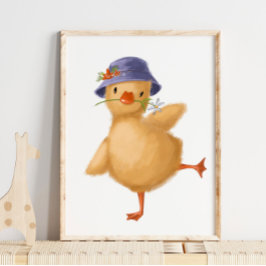 Baby Chick Floral Hat Print | Chick Watercolor Poster
