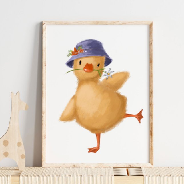 Baby Chick Floral Hat Print | Chick Watercolor Poster (Von Creator hochgeladen)