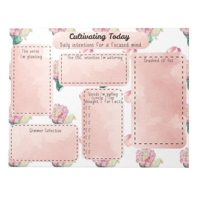 Baby Chick Fresh Spring Mindset Daily Intention Notizblock (Vorderseite)