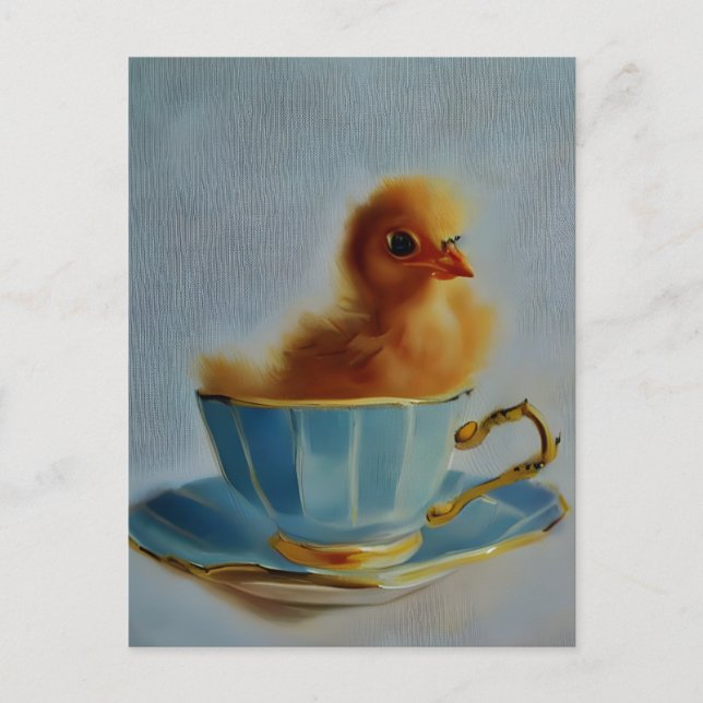 Baby Chicken in einem Teacup Postkarte (Vorderseite)