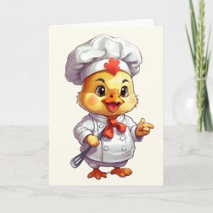 Baby Chicken Koch Illustration Spatula Blank Karte