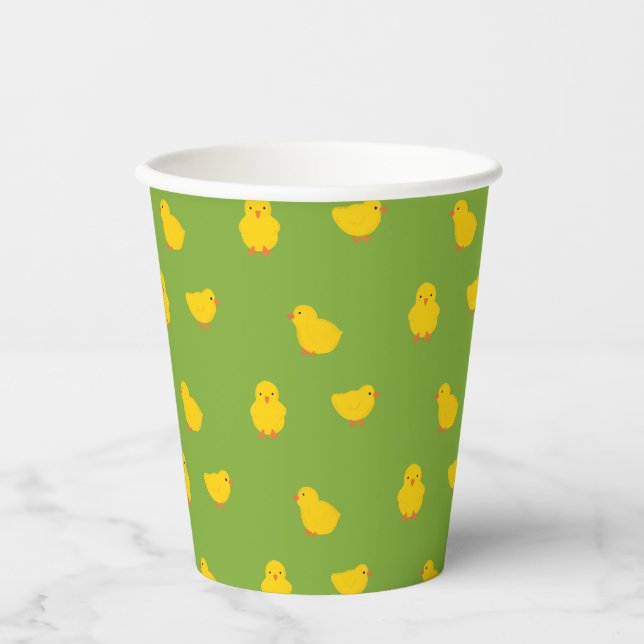 Baby Chicks in der Grasfarm Pappbecher (Vorderseite)