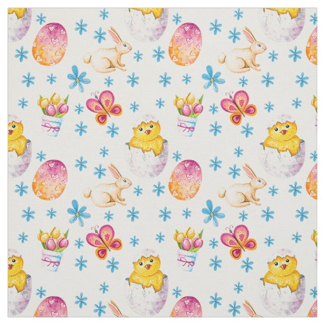 Baby Chicks Ostereier Rosa Schmetterlinge Stoff (Muster)
