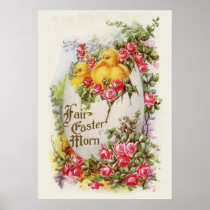 Baby Chicks und Rose Osterposter Poster