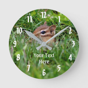 Baby Chipmunk Peeking Animal Runde Wanduhr