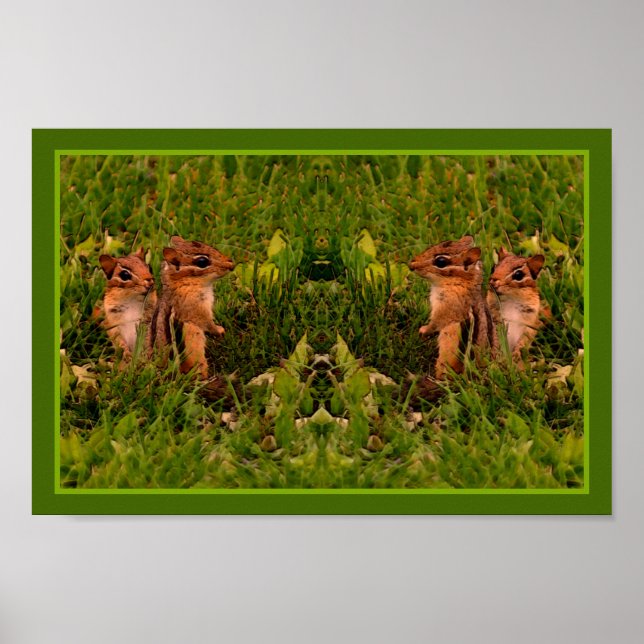 Baby Chipmunks Abstrakte Tierkunst Poster (Vorne)