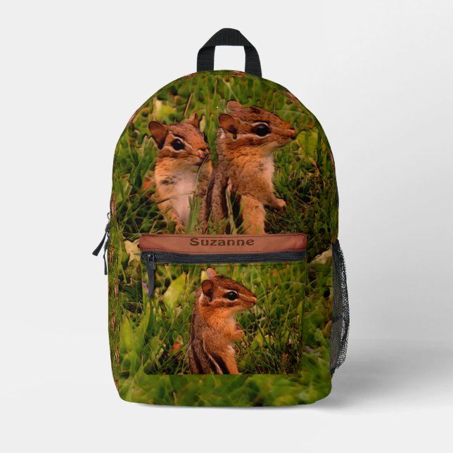 Baby Chipmunks Animal Art Personalisiert Bedruckter Rucksack (Vorderseite)