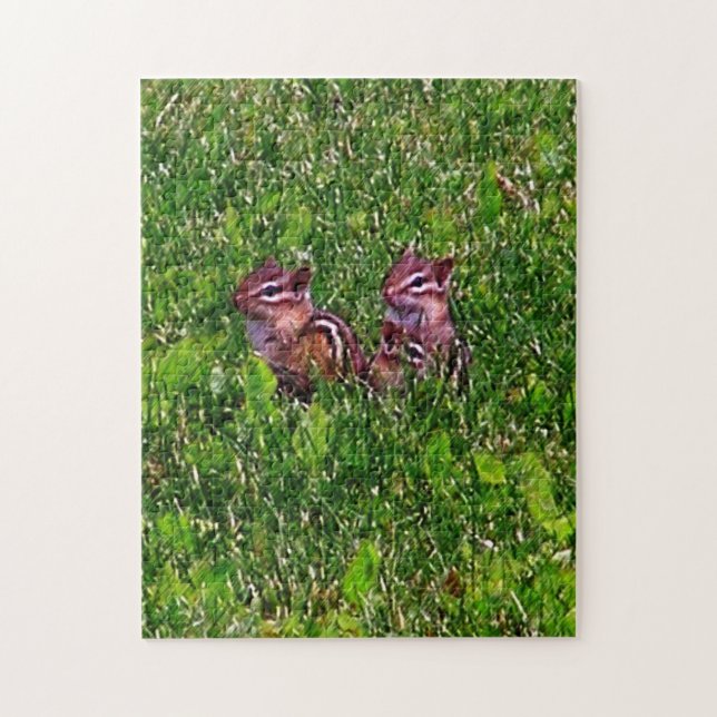 Baby Chipmunks First Day #1 Tierart Art Puzzle (Vertikal)