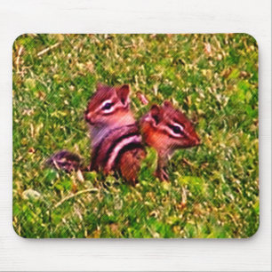 Baby Chipmunks First Day Animal Art Mousepad
