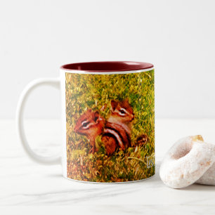 Baby Chipmunks First Day Animal Art Personalisiert Zweifarbige Tasse