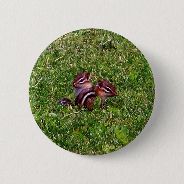 Baby Chipmunks First Day Animal Button (Vorderseite)
