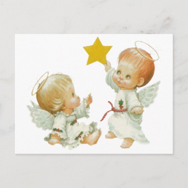Baby Christmas Angels Feiertagspostkarte (Vorderseite)