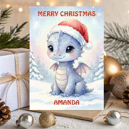 Baby Christmas Dragon Kids Card Feiertagskarte