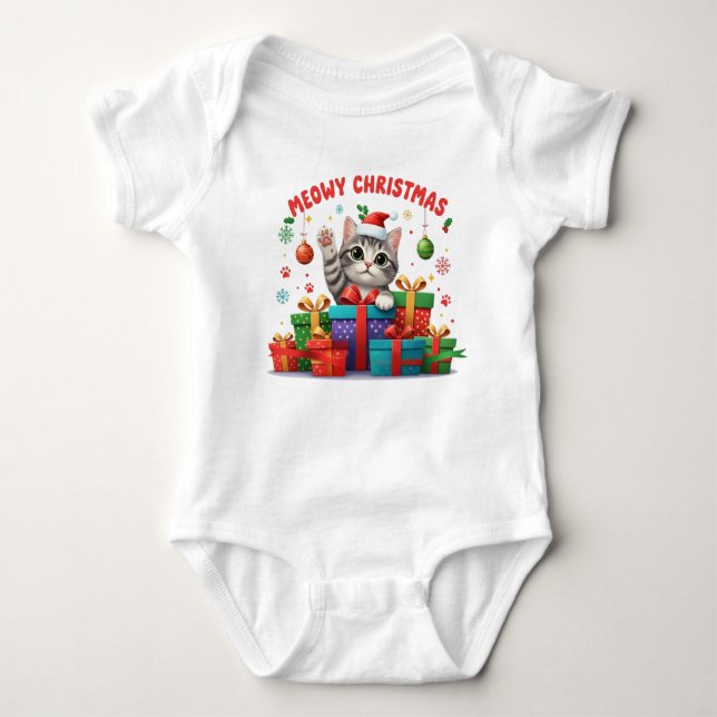 Baby Christmas Kitty With Gift Baby Strampler (Vorderseite)