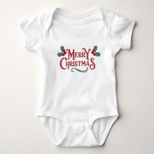 Baby Christmas One-Piece | Merry Christmas Outfit  Baby Strampler (Vorderseite)