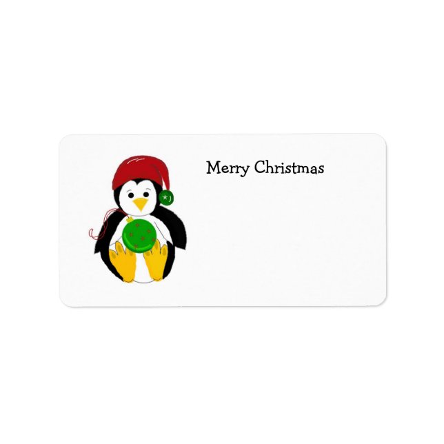 Baby Christmas Penguin Adressaufkleber (Vorne)