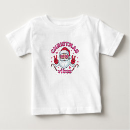 Baby Christmas Vibes T-Shirt |Toddler Groovy Santa