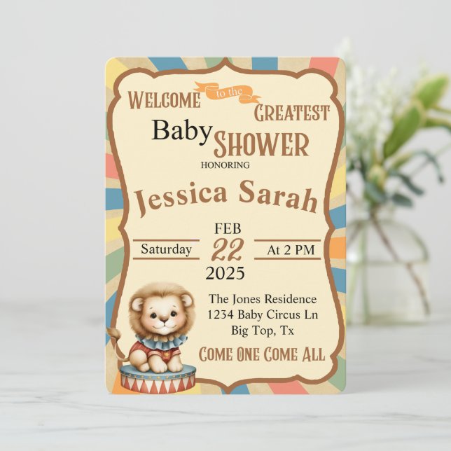 Baby Circus Einladung (Stehend Vorderseite)