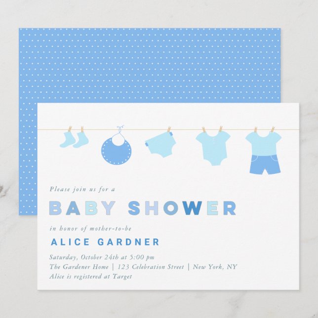 Baby Clothes Baby Dusche Party Einladung (Vorne/Hinten)
