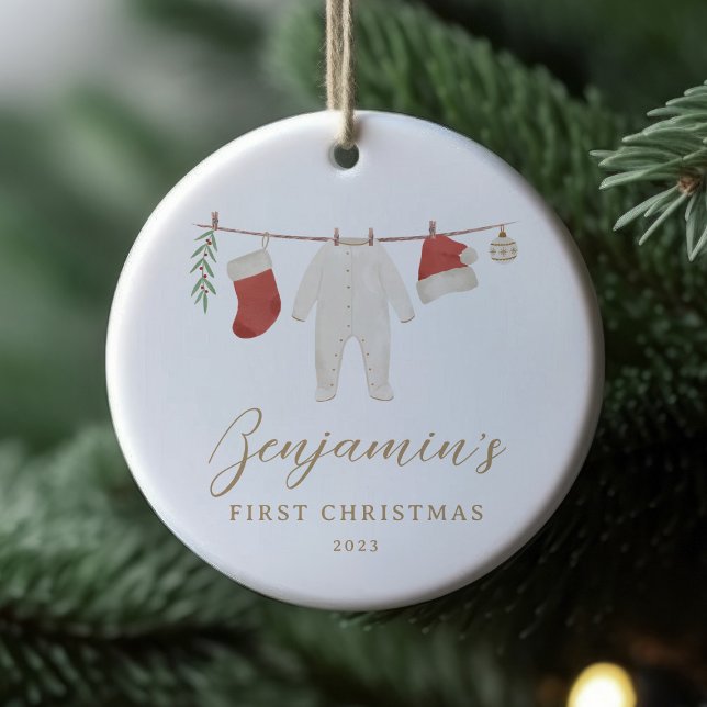 Baby Clothes Baby Stats First Christmas  Keramik Ornament (Von Creator hochgeladen)