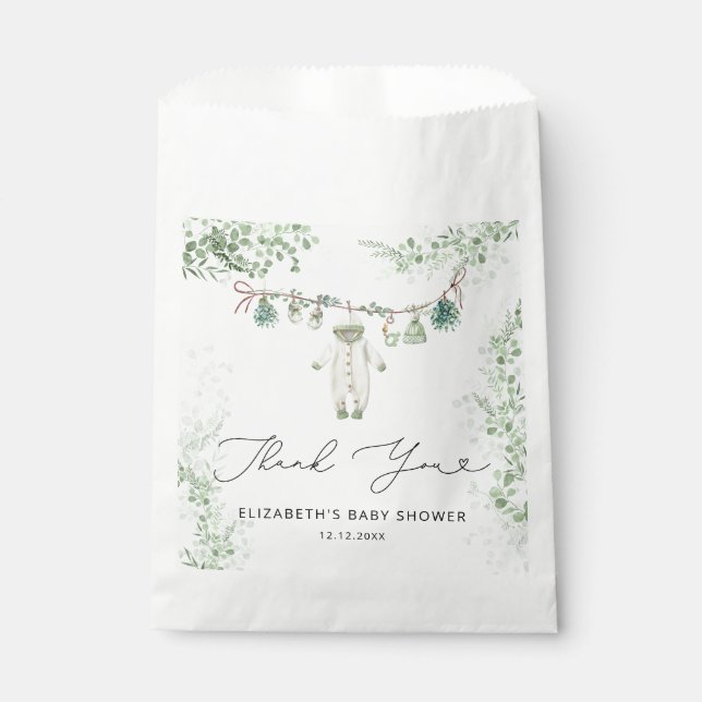 Baby Clothes Boho Eucalyptus Baby Dusche Danke Geschenktütchen (Vorderseite)