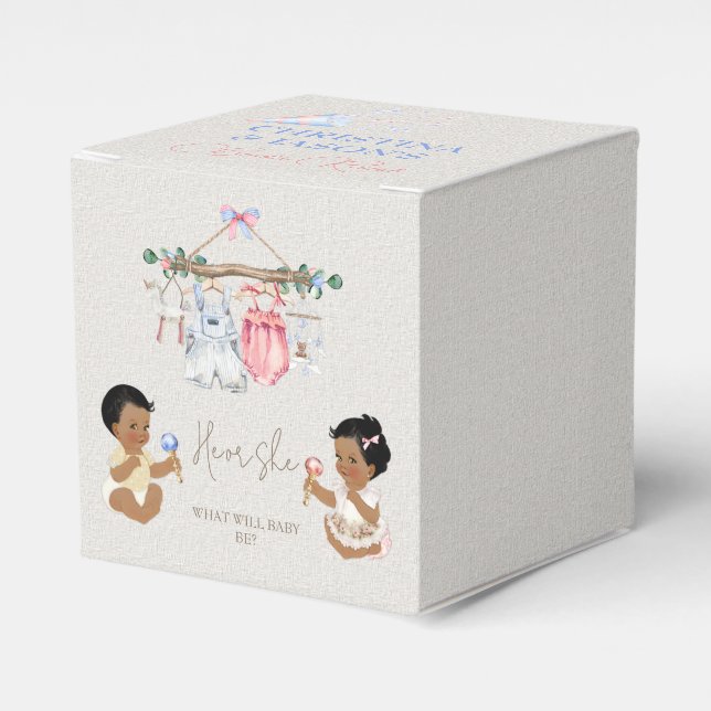 Baby Clothes Geschlecht offenbart Elfenbeinrosa Bl Geschenkschachtel (Vorderseite)