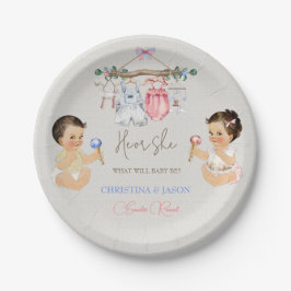 Baby Clothes Geschlecht offenbart Elfenbeinrosa Bl Pappteller