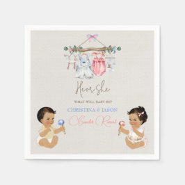 Baby Clothes Geschlecht offenbart Elfenbeinrosa Bl Serviette