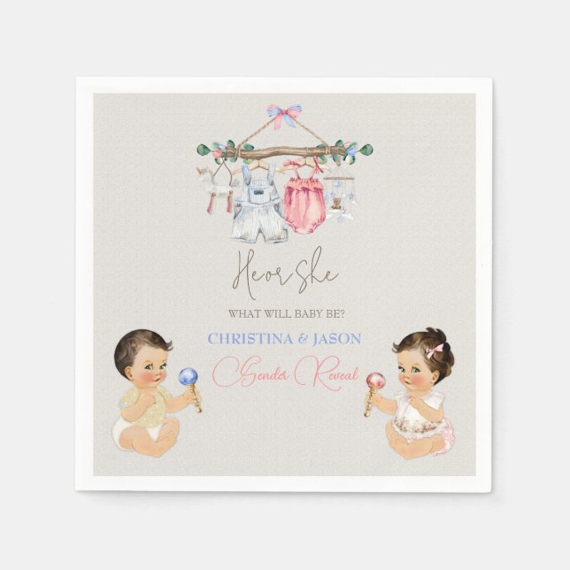 Baby Clothes Geschlecht offenbart Elfenbeinrosa Bl Serviette (Vorderseite)