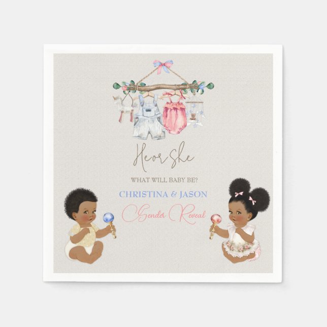 Baby Clothes Geschlecht offenbart Elfenbeinrosa Bl Serviette (Vorderseite)