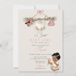 Baby Clothes Girl Baby Dusche Elfenbeinrosa Einladung