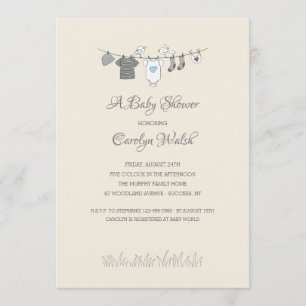 Baby Clothesline Boy Baby Shower Einladung