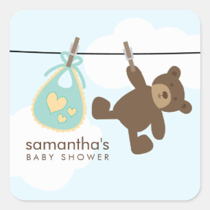 Baby Clothesline {green} Quadratischer Aufkleber