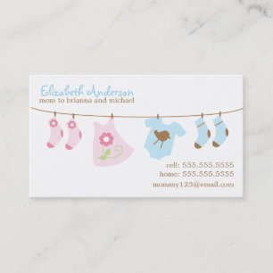Baby Clothesline Mommy Calling Cards Telefonnummerkarte