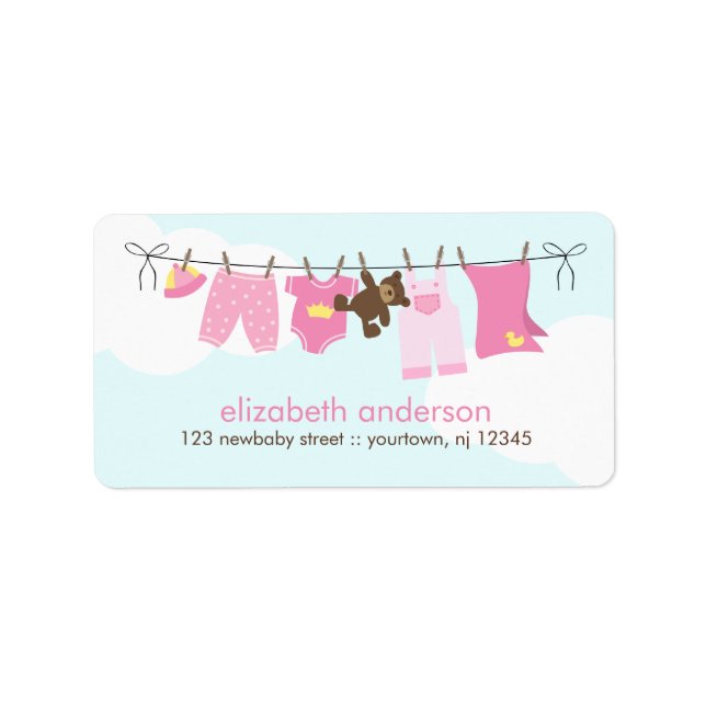 Baby Clothesline {pink} Adressaufkleber (Vorne)