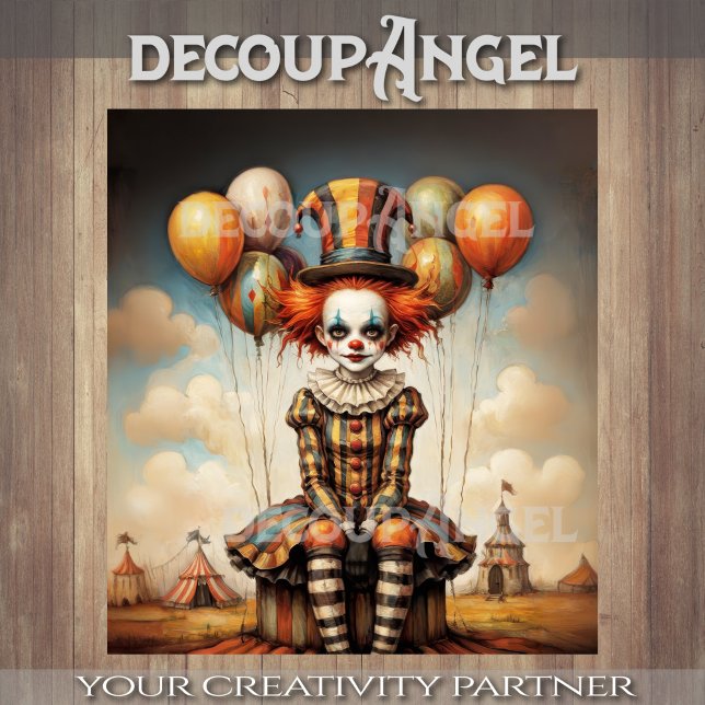Baby Clown in Circus - Decoupage - Seidenpapier (Von Creator hochgeladen)