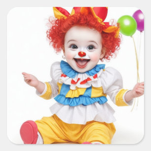 Baby Clown Quadratischer Aufkleber