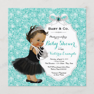Baby & Co Black Teal Blau Ethnische Babyparty für  Einladung