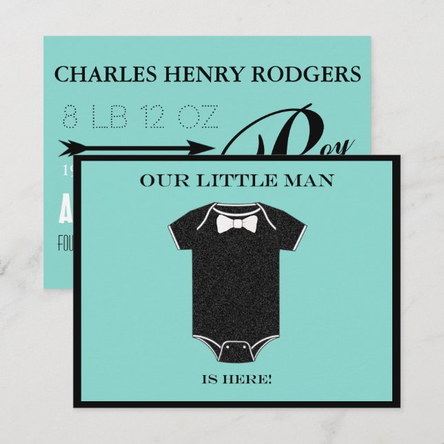 BABY & CO Boy Birth Announcement Card Einladung (Vorne/Hinten)