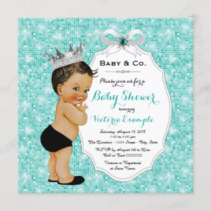 Baby & Co Schwarz Türkis Blau Ethnischer Jungen Ba Einladung