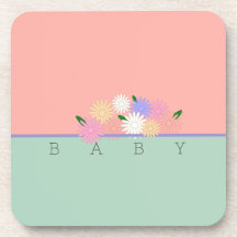 Baby Colorful Daisies on Soft Peach & Jungle Mist