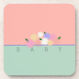 Baby Colorful Daisies on Soft Peach & Jungle Mist Getränkeuntersetzer