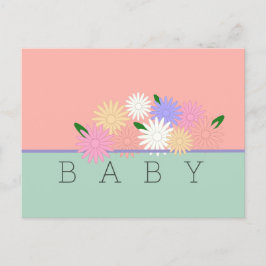 Baby Colorful Daisies on Soft Peach & Jungle Mist Postkarte