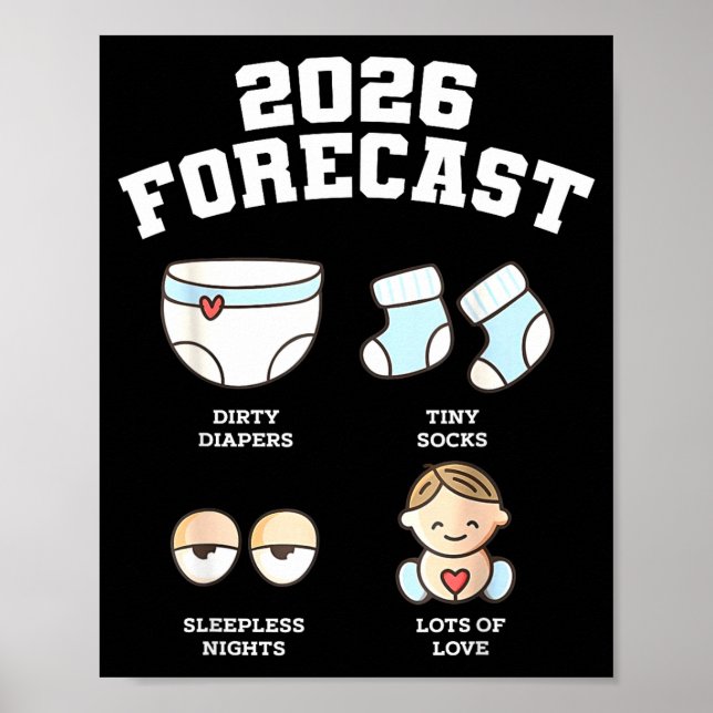 Baby Coming Soon 2026 Forecast Baby Shower Funny N Poster (Vorne)