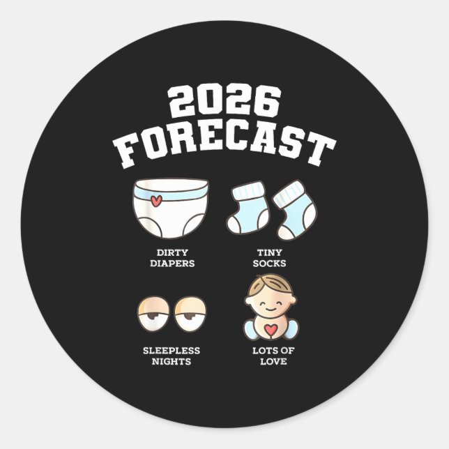Baby Coming Soon 2026 Forecast Baby Shower Funny N Runder Aufkleber (Vorderseite)