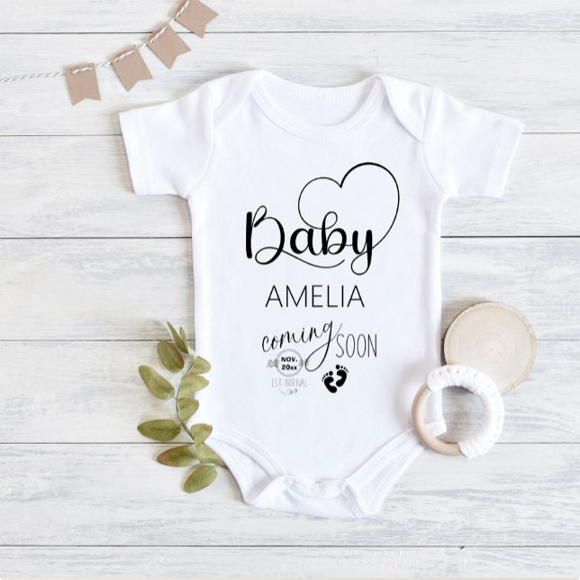 Baby Comon Bald Ankündigung Name Baby Bodysuit Strampler (Cute baby coming soon baby bodysuit)
